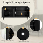 White / Black 4-Door Sideboard Storage Cabinet with Adjustable Shelves for 1–2 Person