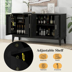 White / Black 4-Door Sideboard Storage Cabinet with Adjustable Shelves for 1–2 Person
