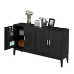 White / Black 4-Door Sideboard Storage Cabinet with Adjustable Shelves for 1–2 Person