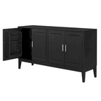 White / Black 4-Door Sideboard Storage Cabinet with Adjustable Shelves for 1–2 Person