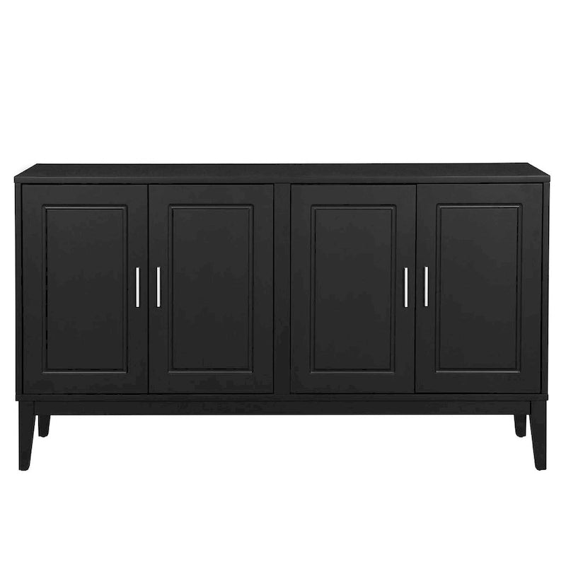 White / Black 4-Door Sideboard Storage Cabinet with Adjustable Shelves for 1–2 Person