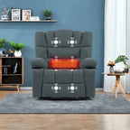 Manueller Relaxsessel aus grauem Chenille mit Massage, Heizung, Becherhaltern für 1 Person