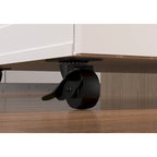 White MDF Rolling Storage Cabinet with Multi-Tier Organizer and Locking Casters for 1 Person