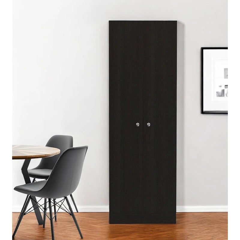 HomeRoots 71  Black Wood Pantry Or Storage Closet - 23.6' X '70.8' X '11.8