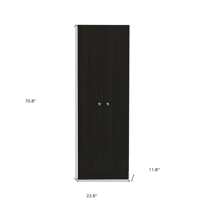 Black Tall Narrow Pantry Storage Cabinet for 1 Person, 71"H