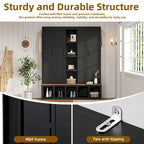 Black / White / Blue Farmhouse Hall Tree with Shoe Cabinet, Bench, Hooks and Open Shelves for 1–2 Person