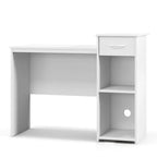 White MDF Computer Desk with Slide-Out Drawer, Adjustable Shelf and Cable Management for 1 Person