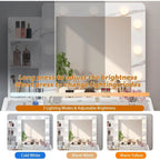 Black / Rustic Brown / White MDF Vanity Desk with 9-Bulb Lighted Mirror, 2 Drawers, Power Outlets and Cushioned Stool for 1 Person