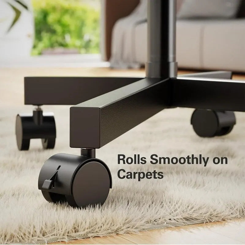 Black Steel Rolling TV Stand with Tilt and Height Adjustment for 23"-60" TVs