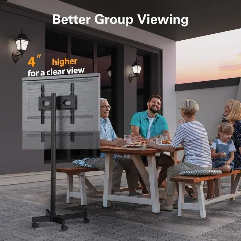 Black Steel Rolling TV Stand with Tilt and Height Adjustment for 23"-60" TVs