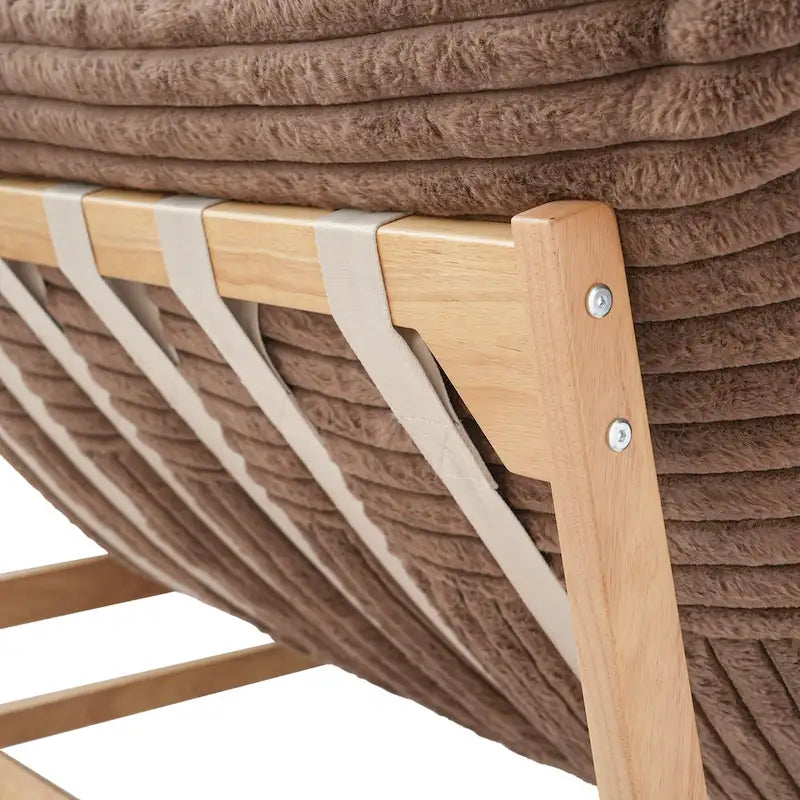 Weiß / Hellbraun / Schwarz 3-in-1 Cabrio-Sitzsackbett mit Massivholzrahmen für 1 Person