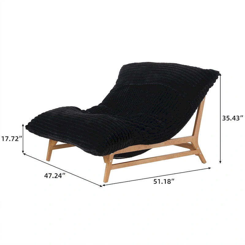 Weiß / Hellbraun / Schwarz 3-in-1 Cabrio-Sitzsackbett mit Massivholzrahmen für 1 Person