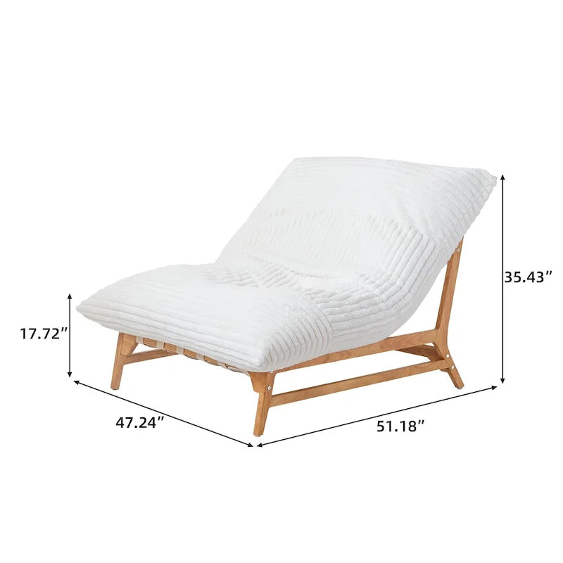 Weiß / Hellbraun / Schwarz 3-in-1 Cabrio-Sitzsackbett mit Massivholzrahmen für 1 Person