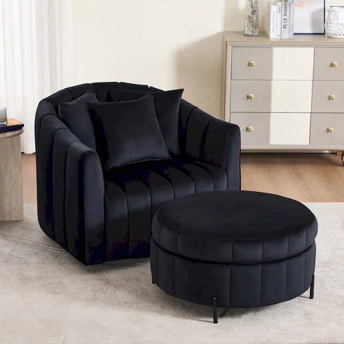 40.4 W Modern Swivel Accent Chair,Swivel Single Sofa Chair with Ottoman
