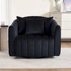 Beige / Green / Black / Navy Velvet 360° Swivel Barrel Accent Chair with Storage Ottoman for 1 Person