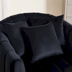 Beige / Green / Black / Navy Velvet 360° Swivel Barrel Accent Chair with Storage Ottoman for 1 Person