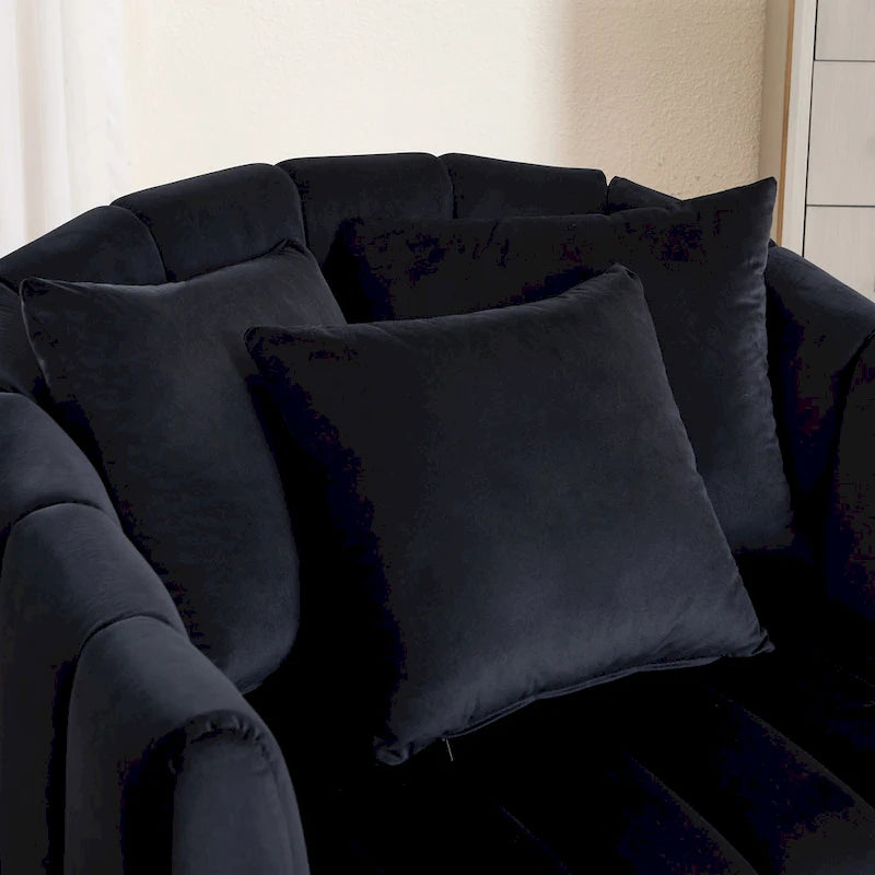 Beige / Green / Black / Navy Velvet 360° Swivel Barrel Accent Chair with Storage Ottoman for 1 Person