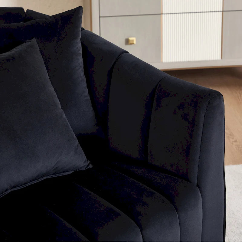 Beige / Green / Black / Navy Velvet 360° Swivel Barrel Accent Chair with Storage Ottoman for 1 Person