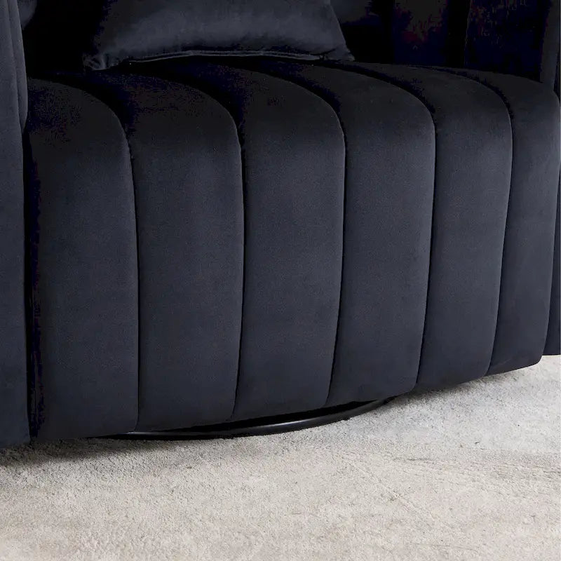 Beige / Green / Black / Navy Velvet 360° Swivel Barrel Accent Chair with Storage Ottoman for 1 Person