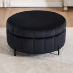 Beige / Green / Black / Navy Velvet 360° Swivel Barrel Accent Chair with Storage Ottoman for 1 Person