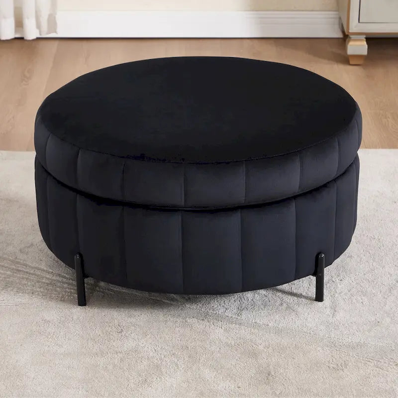 Beige / Green / Black / Navy Velvet 360° Swivel Barrel Accent Chair with Storage Ottoman for 1 Person