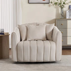 Beige / Green / Black / Navy Velvet 360° Swivel Barrel Accent Chair with Storage Ottoman for 1 Person