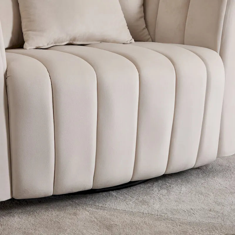 Beige / Green / Black / Navy Velvet 360° Swivel Barrel Accent Chair with Storage Ottoman for 1 Person