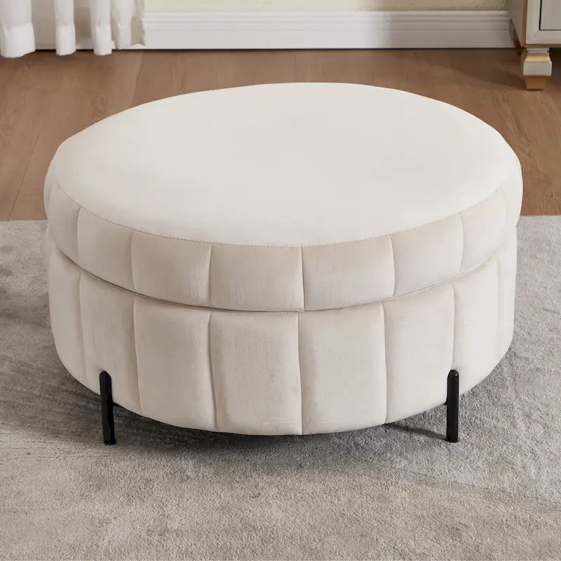 Beige / Green / Black / Navy Velvet 360° Swivel Barrel Accent Chair with Storage Ottoman for 1 Person