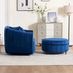 Beige / Green / Black / Navy Velvet 360° Swivel Barrel Accent Chair with Storage Ottoman for 1 Person