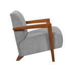 Beige Chenille Mid-Century Accent Armchair with Chestnut Wood Legs for 1 Person