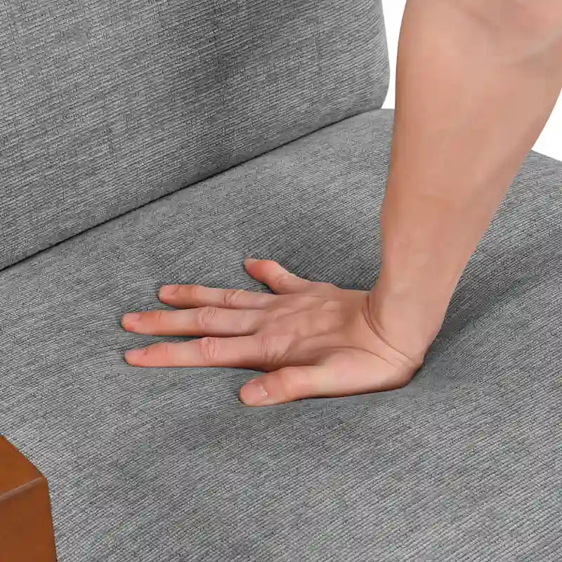 Beige Chenille Mid-Century Accent Armchair with Chestnut Wood Legs for 1 Person