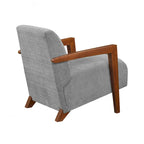 Beige Chenille Mid-Century Accent Armchair with Chestnut Wood Legs for 1 Person