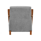 Beige Chenille Mid-Century Accent Armchair with Chestnut Wood Legs for 1 Person
