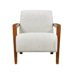 Beige Chenille Mid-Century Accent Armchair with Chestnut Wood Legs for 1 Person