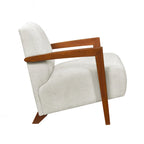 Beige Chenille Mid-Century Accent Armchair with Chestnut Wood Legs for 1 Person