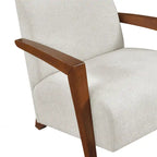 Beige Chenille Mid-Century Accent Armchair with Chestnut Wood Legs for 1 Person