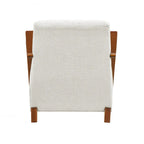 Beige Chenille Mid-Century Accent Armchair with Chestnut Wood Legs for 1 Person