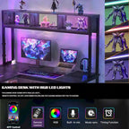 Rustic Brown / White / Pink / Black / Grey Oak L-Shaped Gaming Desk with RGB LED, Power Strip and Storage for 1 Person