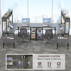 Rustic Brown / White / Pink / Black / Grey Oak L-Shaped Gaming Desk with RGB LED, Power Strip and Storage for 1 Person