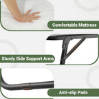 Grey Black Steel Rollaway Folding Guest Bed with 5" Memory Foam Mattress and Wheels for 1 Person