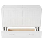 White Queen Size Wall Murphy Bed with Drawer and Side Shelves for 1–2 Person