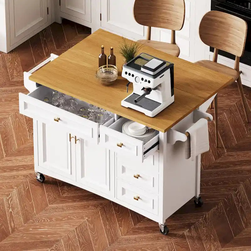 52  Kitchen Island With Drop Leaf(no include stool)