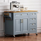 White Drop Leaf Kitchen Island Cart for 1–2 Person, No Stool
