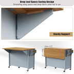 White Drop Leaf Kitchen Island Cart for 1–2 Person, No Stool