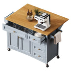 White Drop Leaf Kitchen Island Cart for 1–2 Person, No Stool