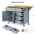 White Drop Leaf Kitchen Island Cart for 1–2 Person, No Stool
