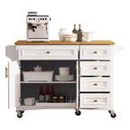 White Drop Leaf Kitchen Island Cart for 1–2 Person, No Stool
