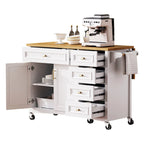 White Drop Leaf Kitchen Island Cart for 1–2 Person, No Stool