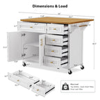 White Drop Leaf Kitchen Island Cart for 1–2 Person, No Stool