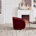 Wine Red / White Velvet Pumpkin-Shape 360° Swivel Barrel Accent Chair for 1 Person